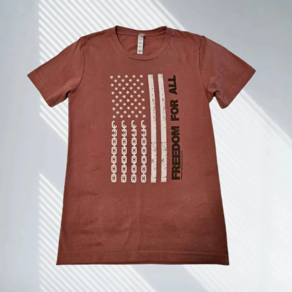 O.U.R. (Operation Underground Railroad) Womens Chain Flag Tee Mauve-XS - Picture 5 of 10